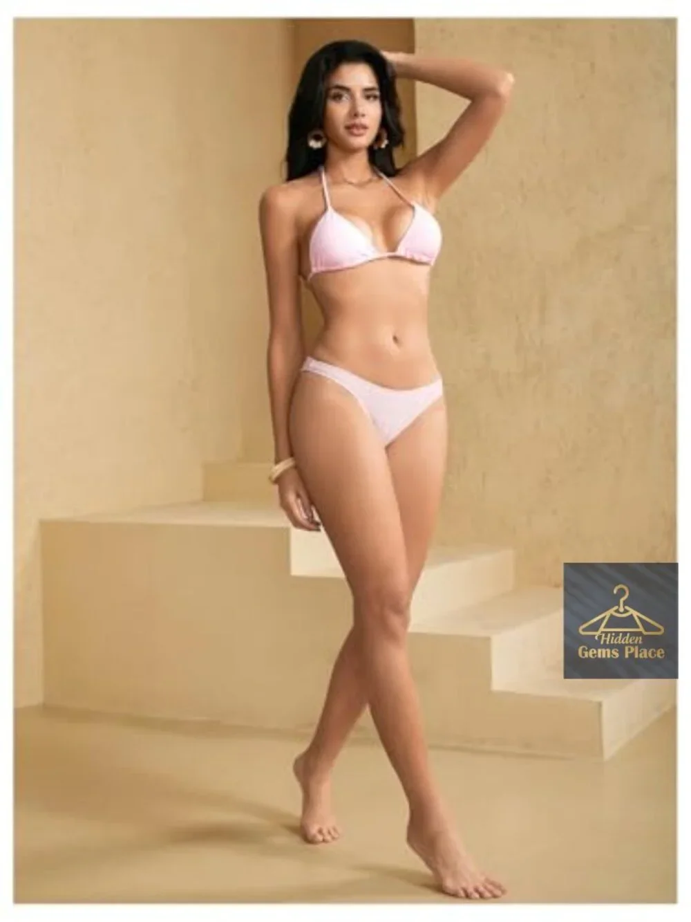 Women's Triangle Bikini Top Halter Micro Swimsuit Adjustable Straps Removable
